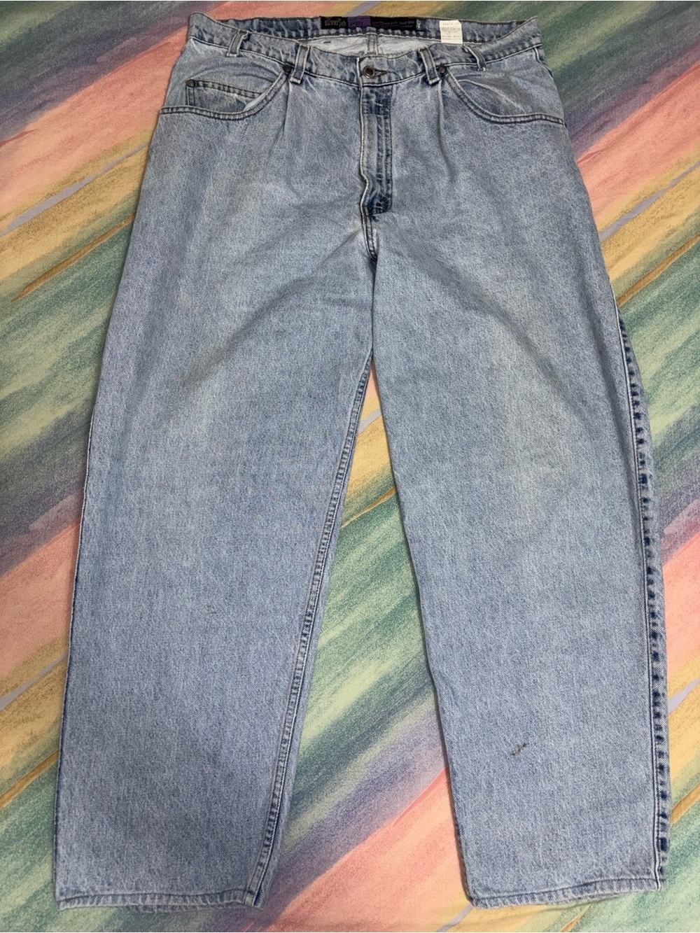Vintage 1991 Silver Tab Levi's Baggy Light Wash Straight Leg Jeans size 38